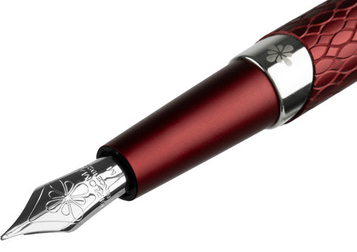 Diplomat Cobra Fountain Pen - Burgundy Guilloche