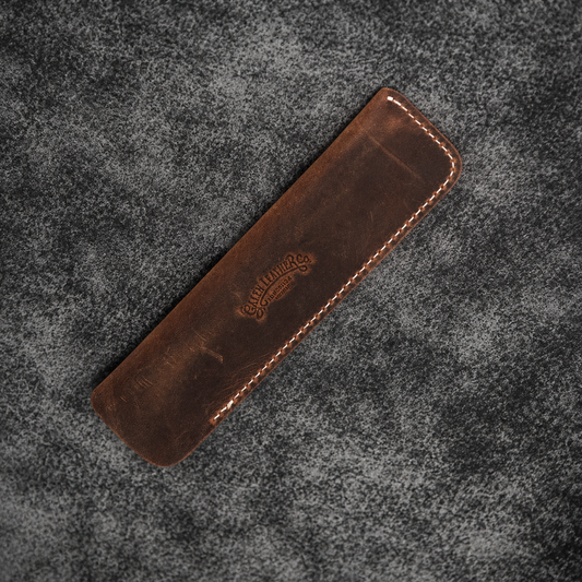 Galen Leather Single Fountain Pen Sleeve - Havana Brown