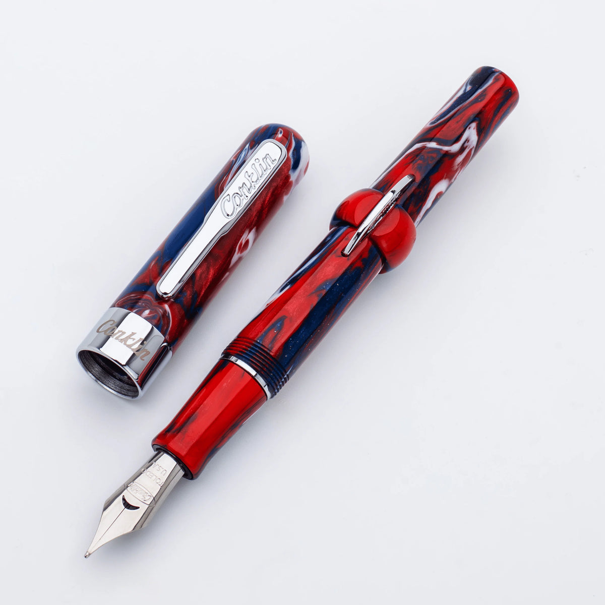Conklin Mark Twain Crescent Fountain Pen - USA 250 with Chrome Trim (Limited Edition)