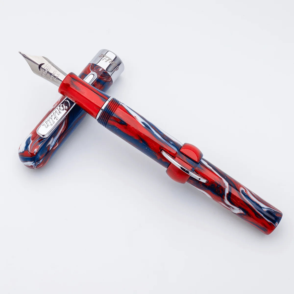 Conklin Mark Twain Crescent Fountain Pen - USA 250 with Chrome Trim (Limited Edition)