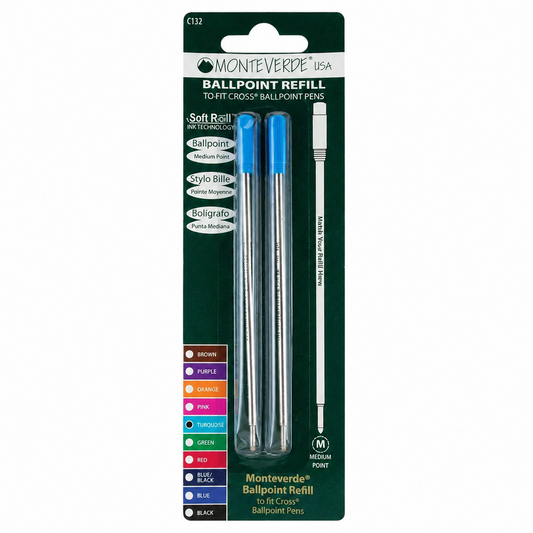 Cross Ballpoint Refills by Monteverde USA® - Turquoise Medium (2 ea)