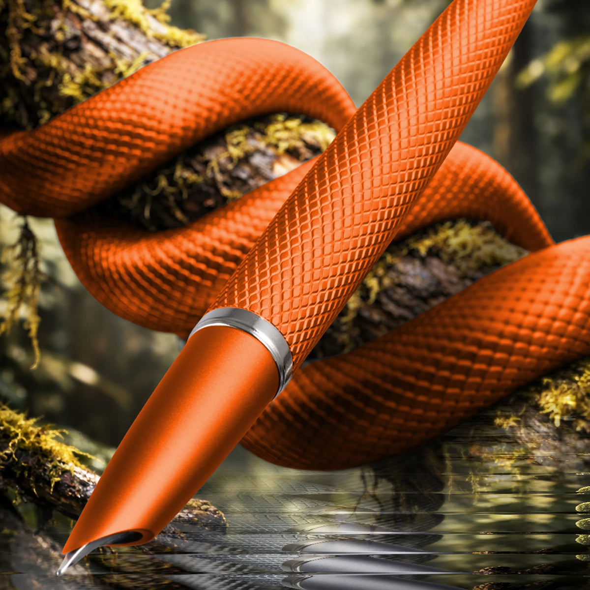 Diplomat Viper Fountain Pen - Orange Guilloche