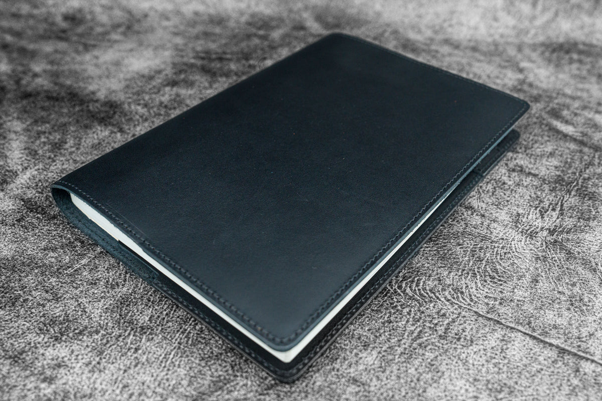 Galen Leather Slim A5 Notebook/Planner Cover - Black