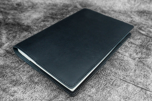 Galen Leather Slim A5 Notebook/Planner Cover - Black