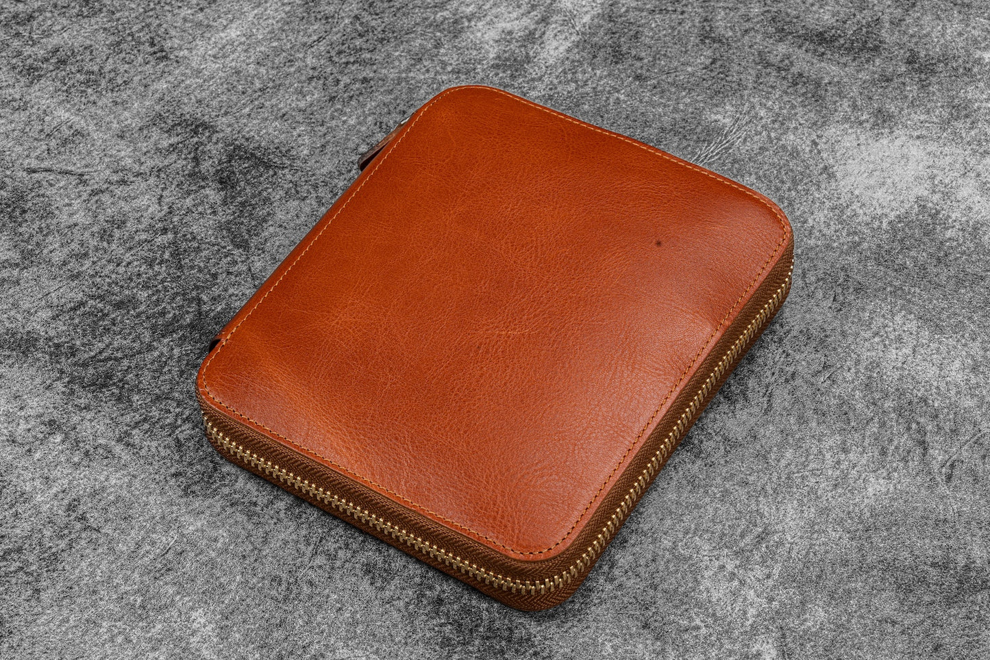 Galen Leather Legacy Collection Zippered 12 Slot Pen Case - Deep Cognac