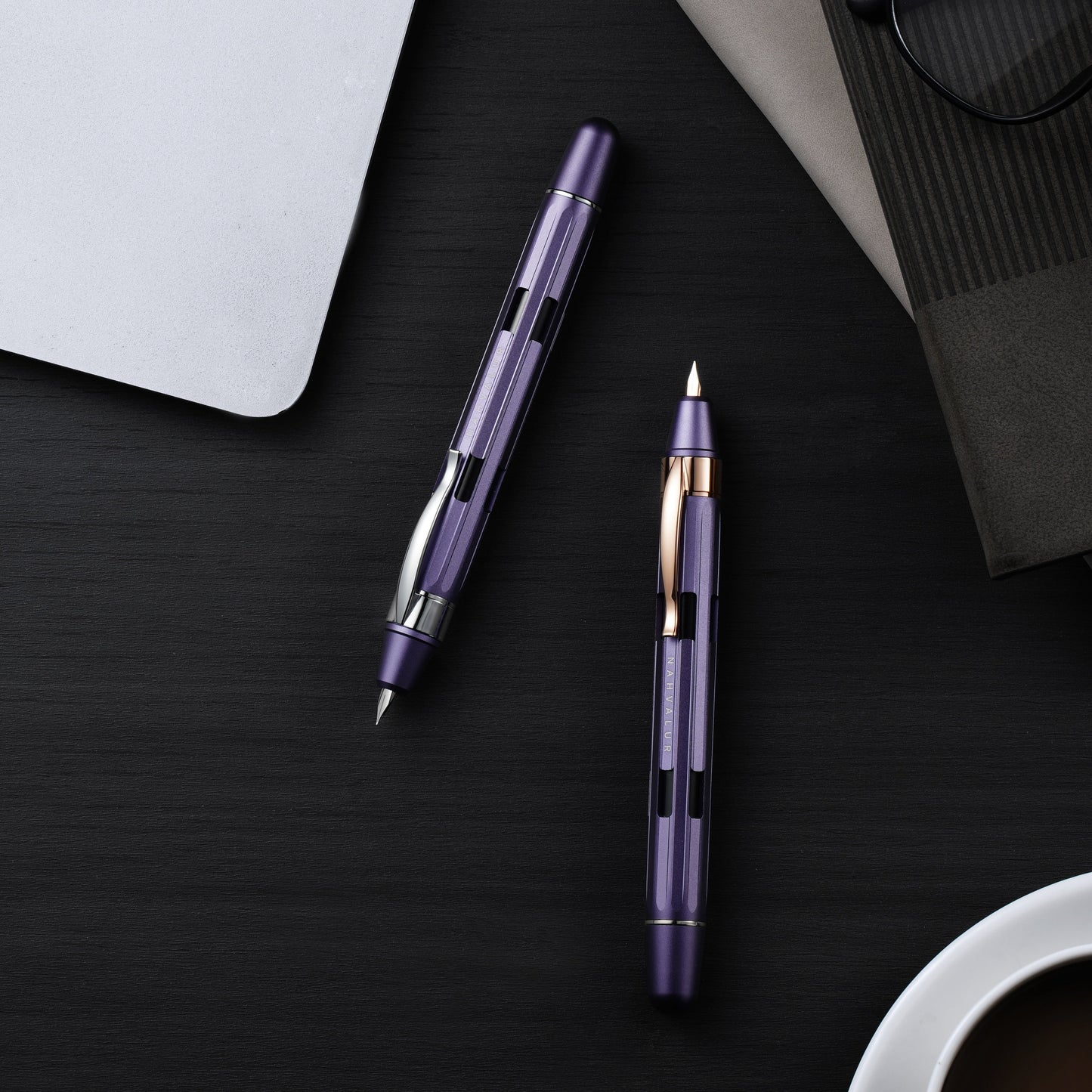 Nahvalur Eclipse Retractable Fountain Pen - Hepatizon Rose Gold