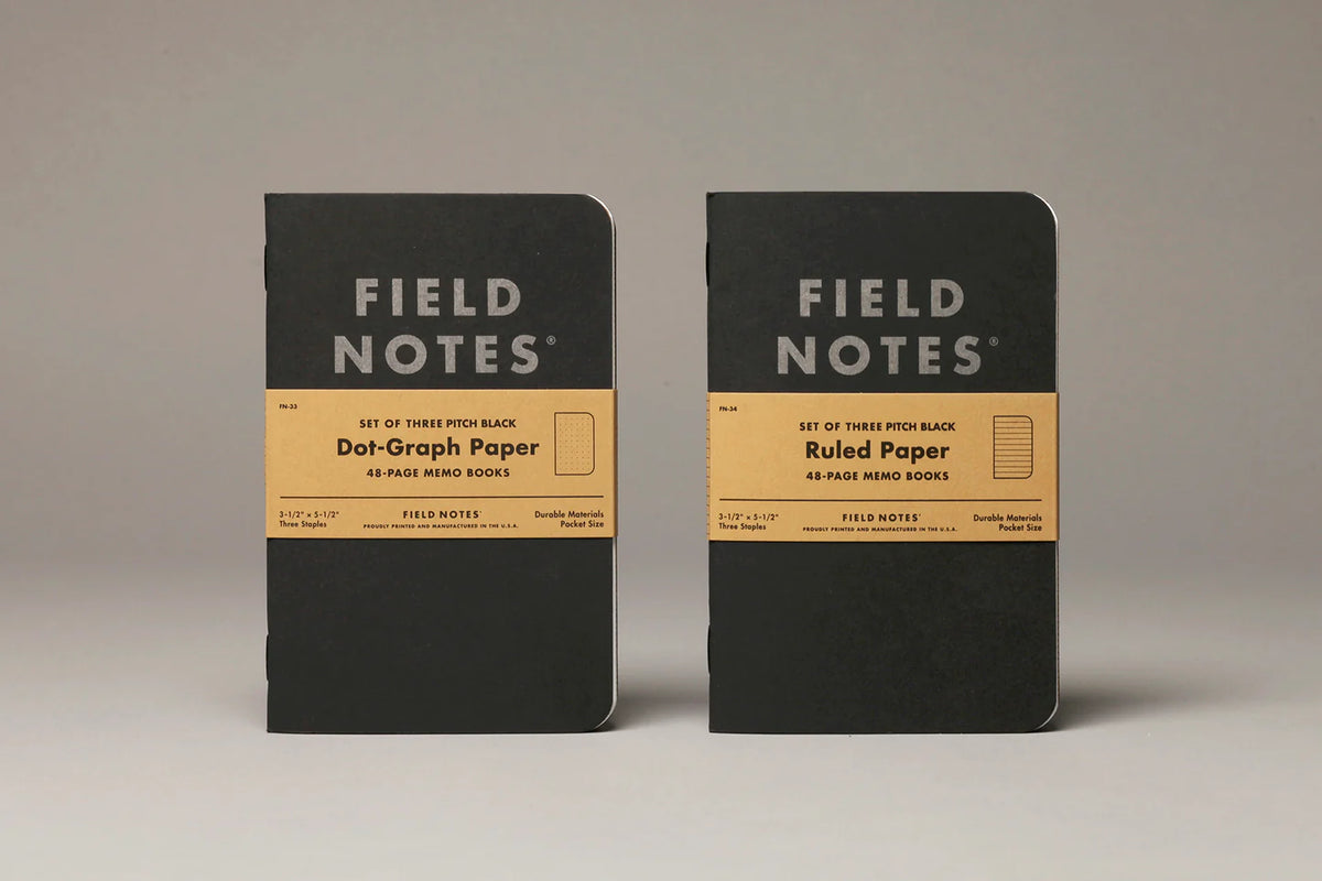 Field Notes Pitch Black Memo Book - Dot-Graph (3-Pack)
