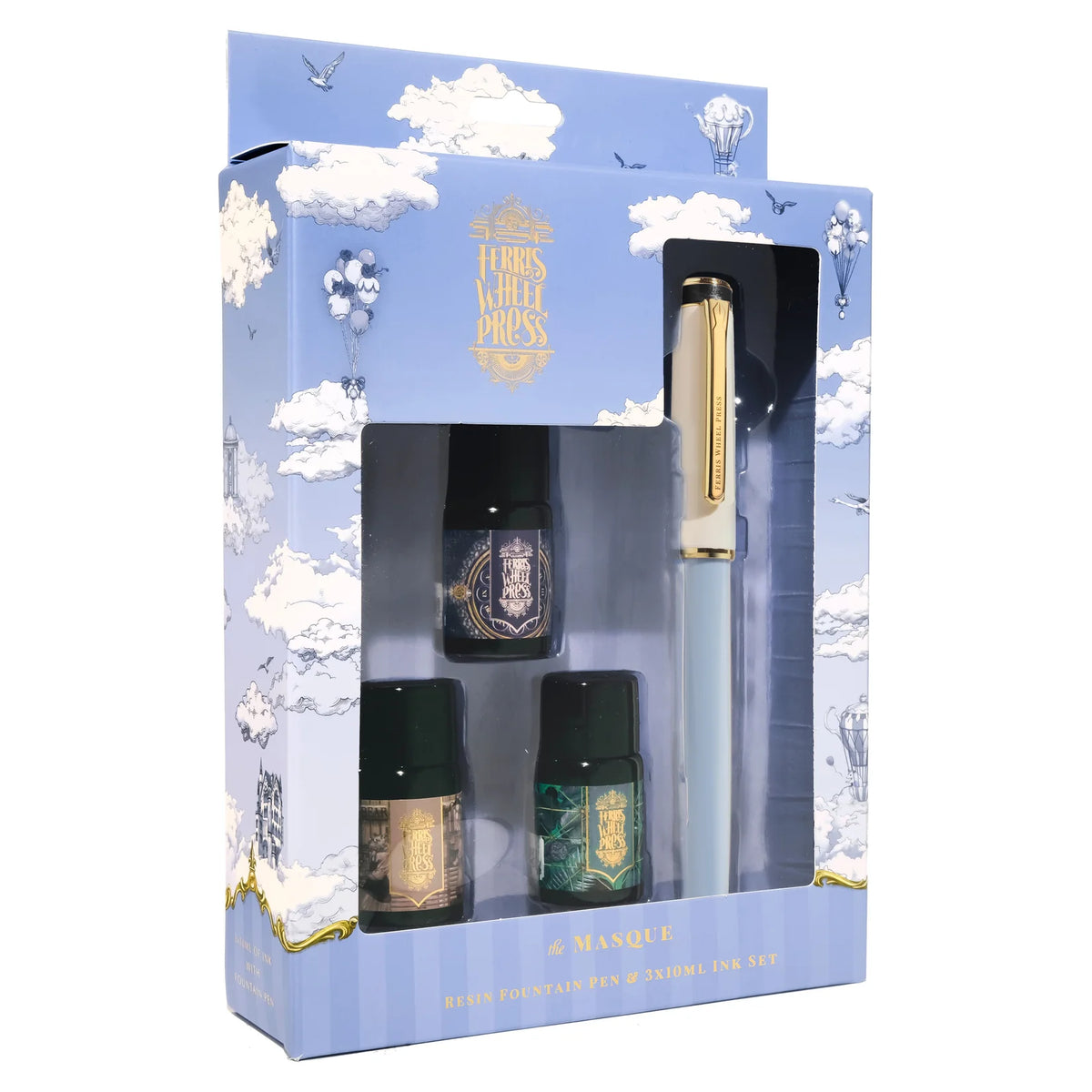 Ferris Wheel Press The Masque Resin Fountain Pen & Ink Set - Blue