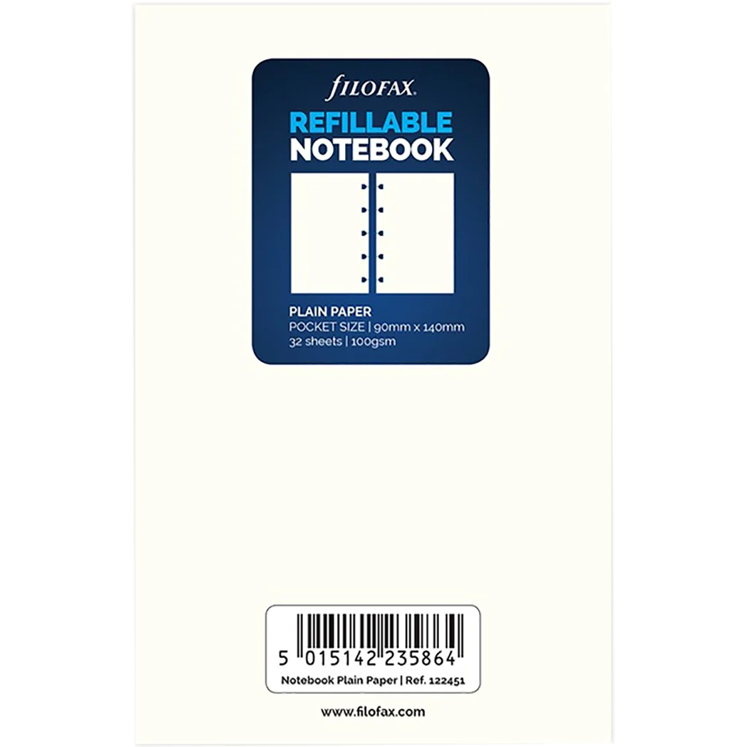 Filofax Pocket Notebook Refill - Plain Paper