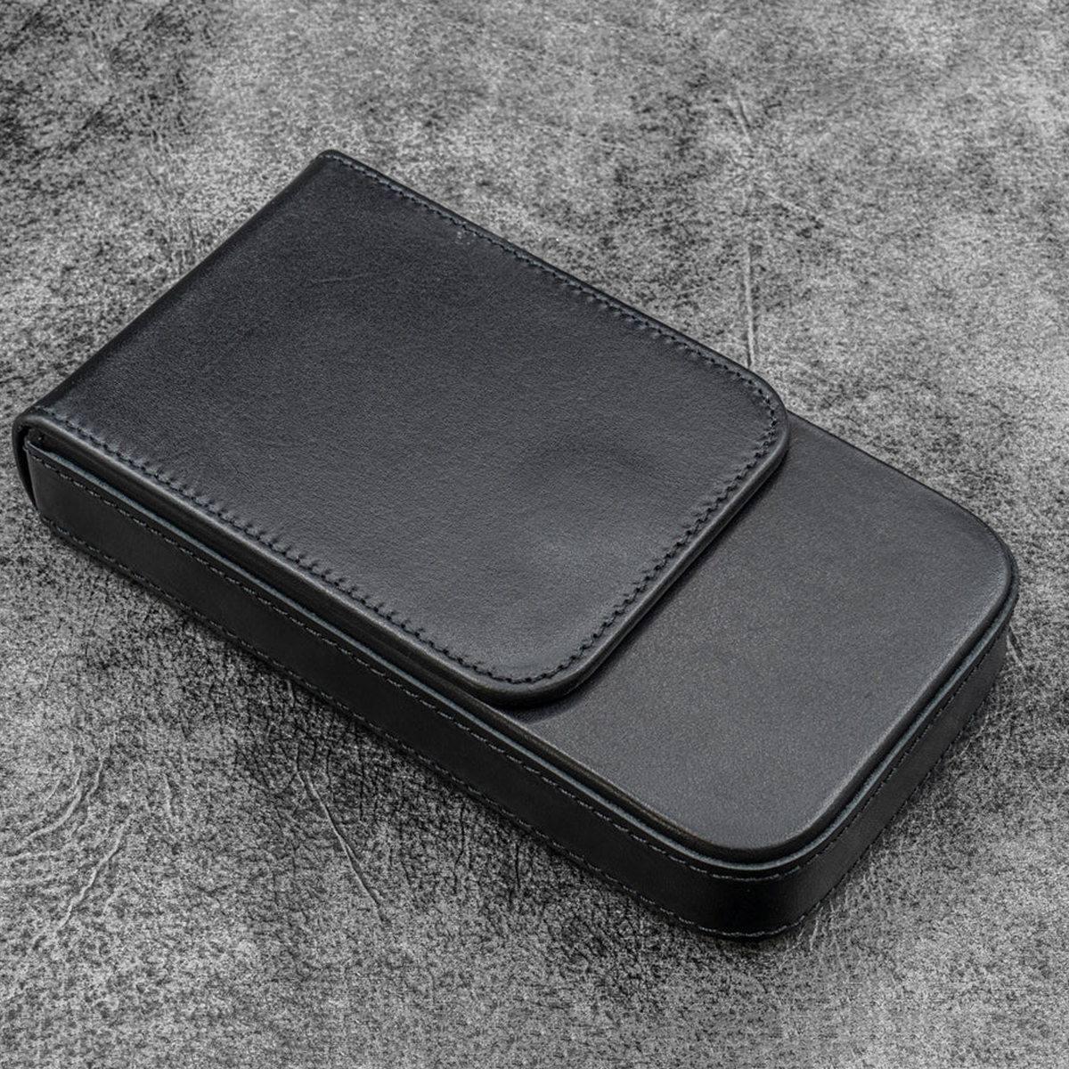 Galen Leather 3 Slots Magnum Opus Pen Case - Black (with Removable Pen Tray)