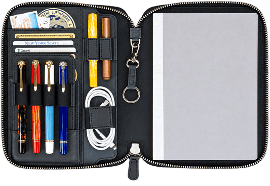 Galen Leather A5 Zippered Notebook Folio - Crazy Horse Graphite