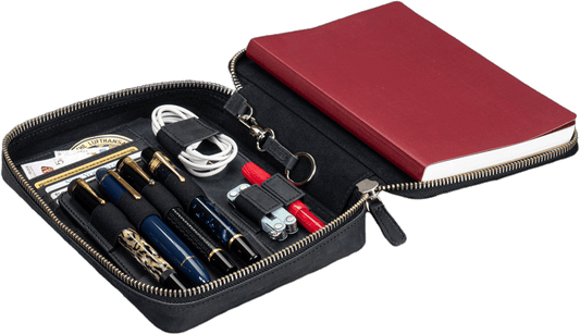Galen Leather A5 Wide Zippered Expansi-Folio - Crazy Horse Graphite