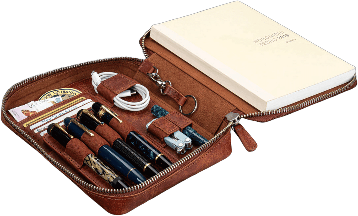Galen Leather A5 Wide Zippered Expansi-Folio - Aged Copper