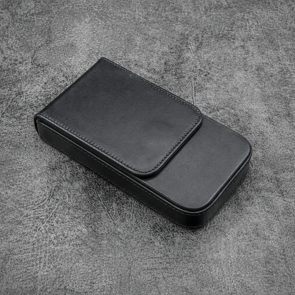 Galen Leather 3 Slots Magnum Opus Pen Case - Black (with Removable Pen Tray)
