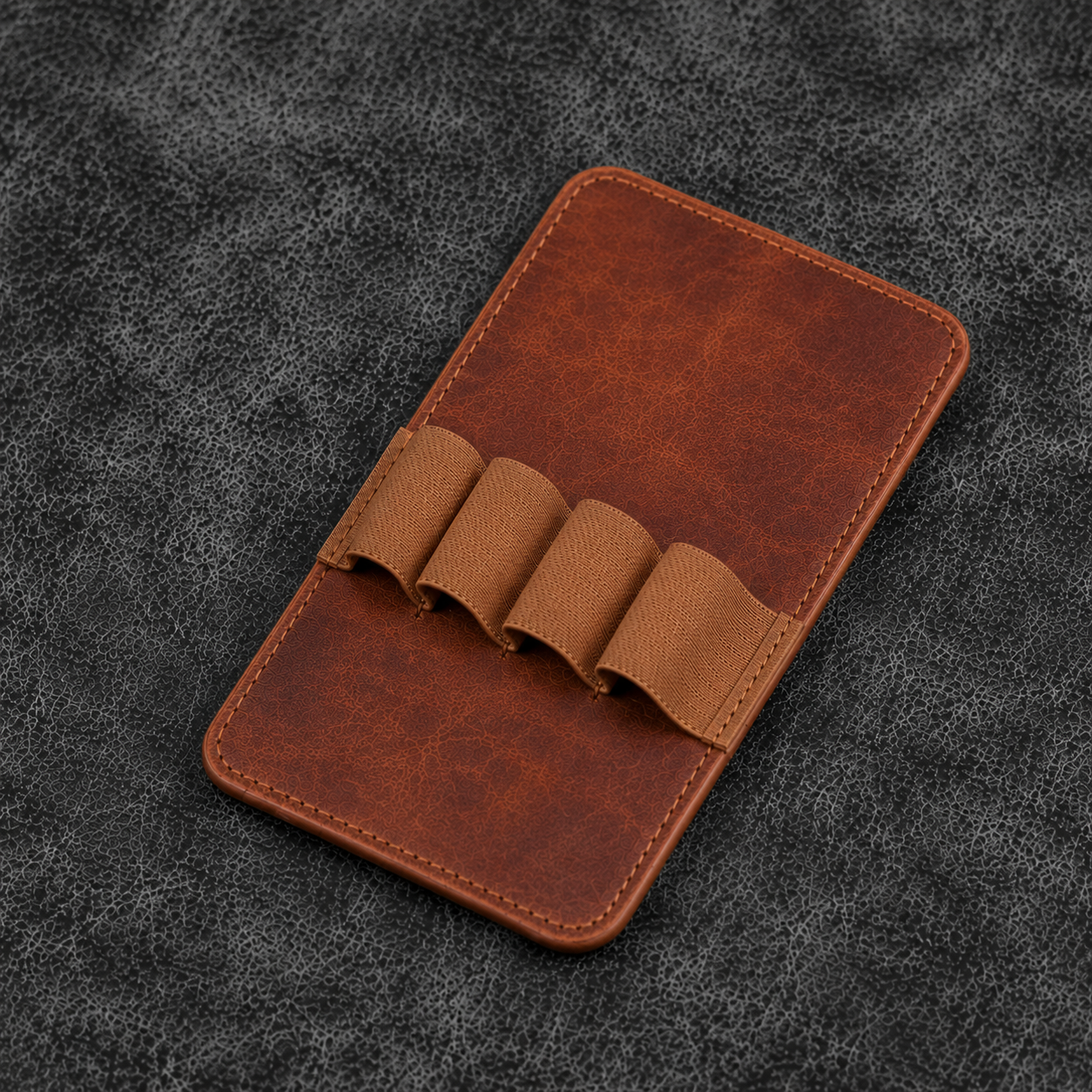 Galen Leather 4 Slots Replacement Pen Holder - Brown