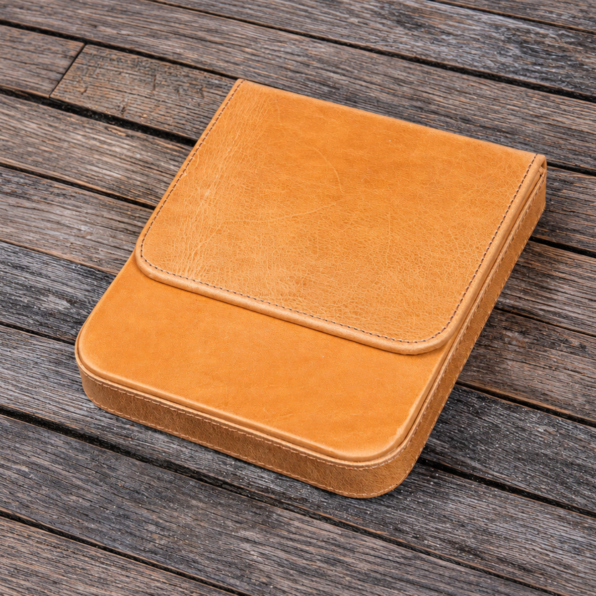 Galen Leather 6 Slots Magnum Opus Pen Case - Crazy Honey Ochre (with Removable Tray)
