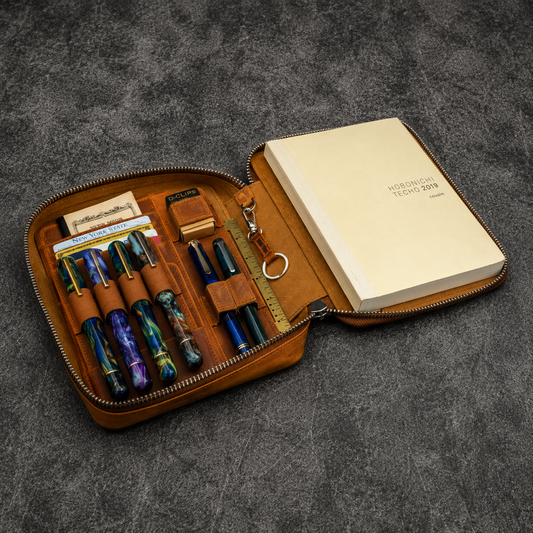 Galen Leather A5 Wide Zippered Expansi-Folio - Crazy Horse Brown