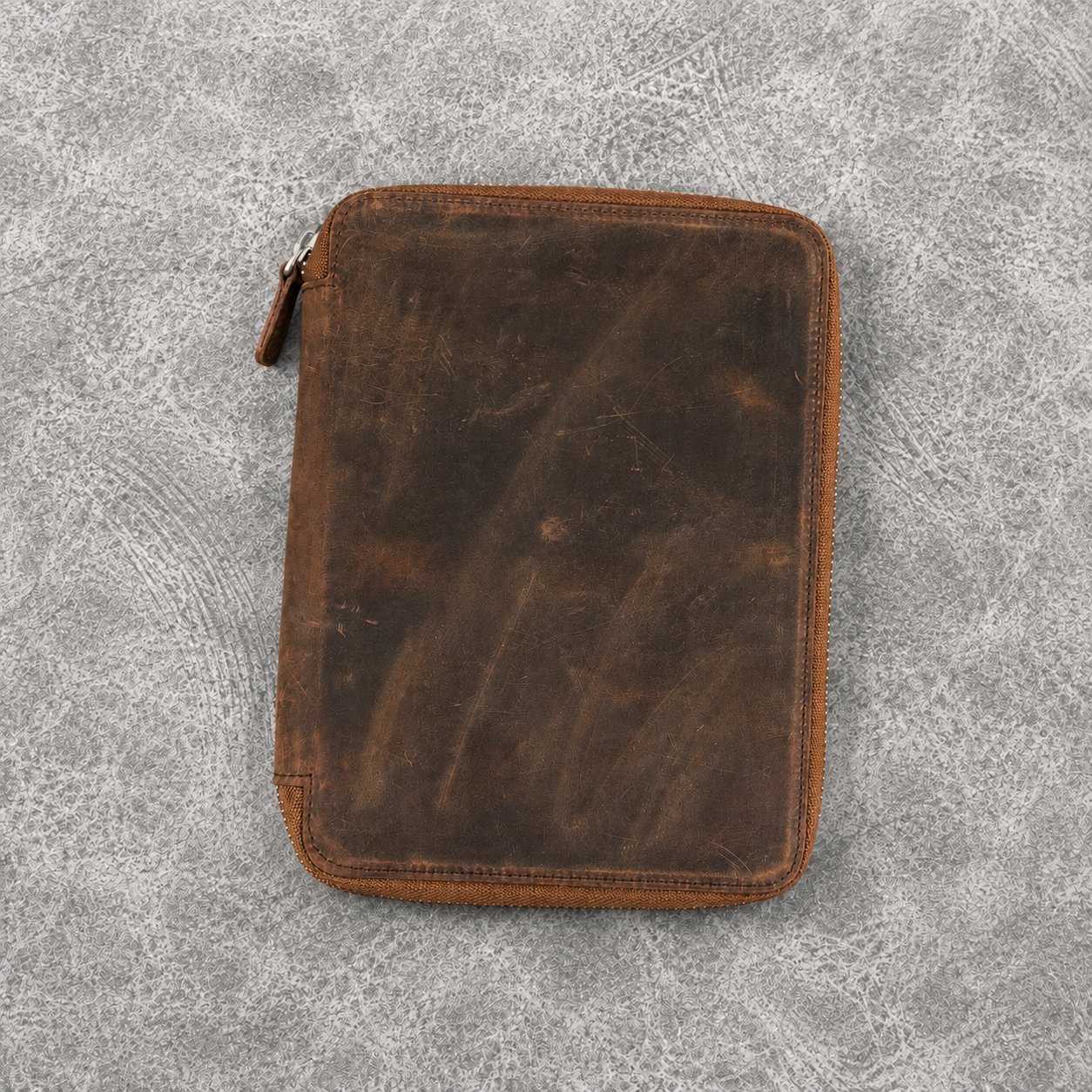 Galen Leather A5 Zippered Notebook Folio - Havana Brown