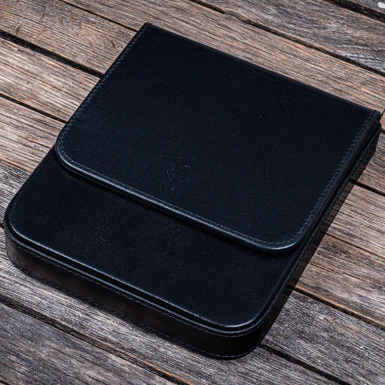 Galen Leather 6 Slots Magnum Opus Pen Case - Black (with Removable Pen Tray)