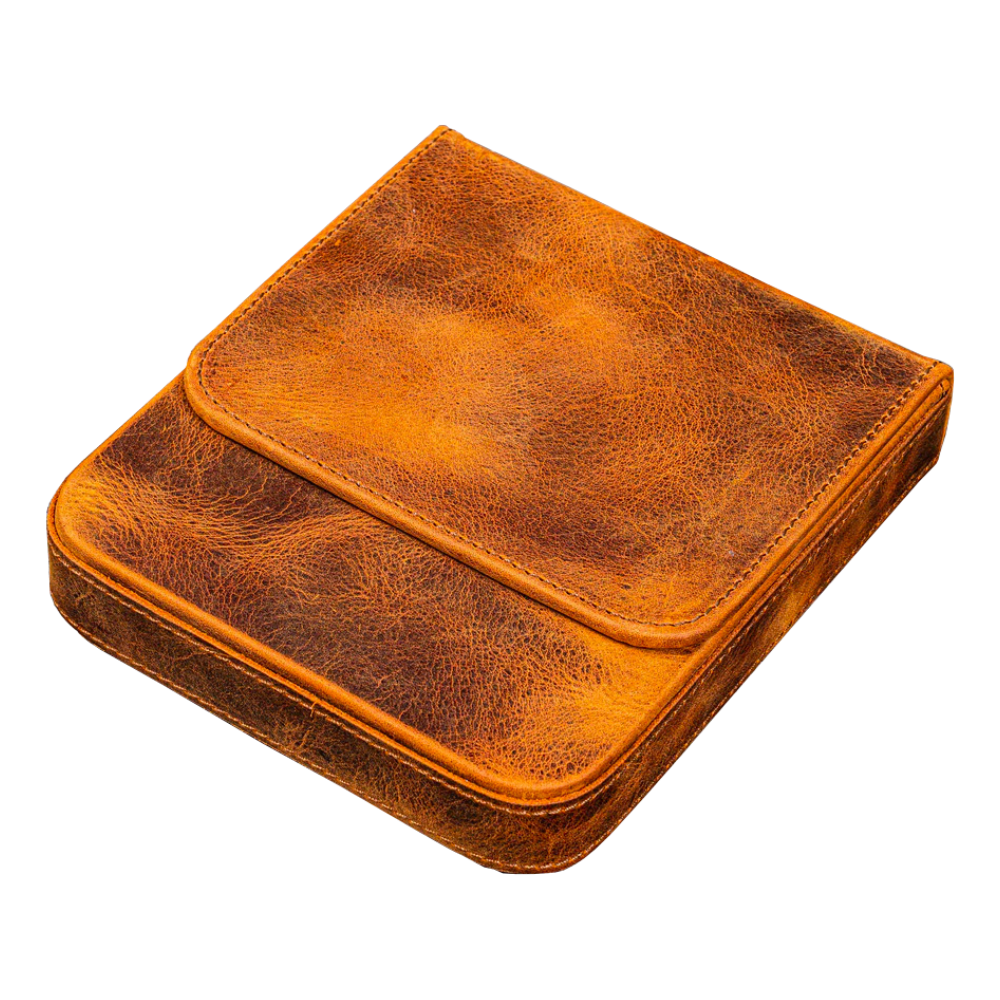 Galen Leather 6 Slots Magnum Opus Pen Case - Crazy Horse Brown (with Removable Tray)