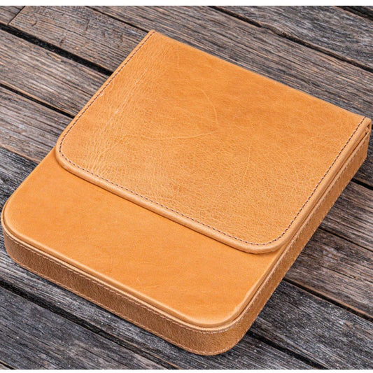Galen Leather 6 Slots Magnum Opus Pen Case - Crazy Honey Ochre (with Removable Tray)