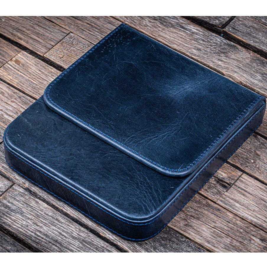 Galen Leather 6 Slots Magnum Opus Pen Case - Crazy Navy Blue (with Removable Tray)