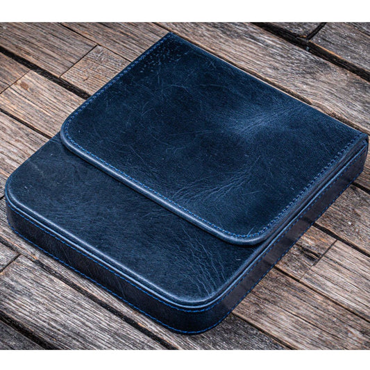Galen Leather 6 Slots Magnum Opus Pen Case - Crazy Navy Blue (with Removable Tray)