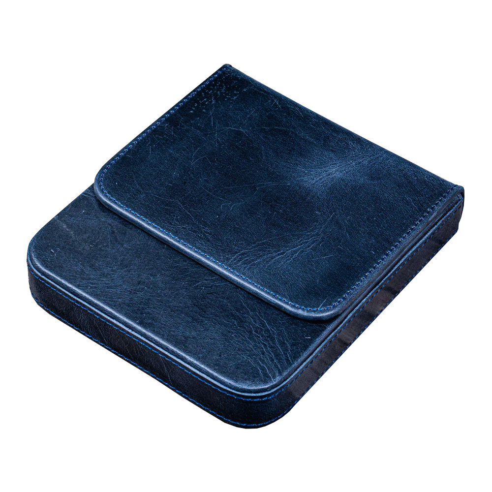 Galen Leather 6 Slots Magnum Opus Pen Case - Crazy Navy Blue (with Removable Tray)