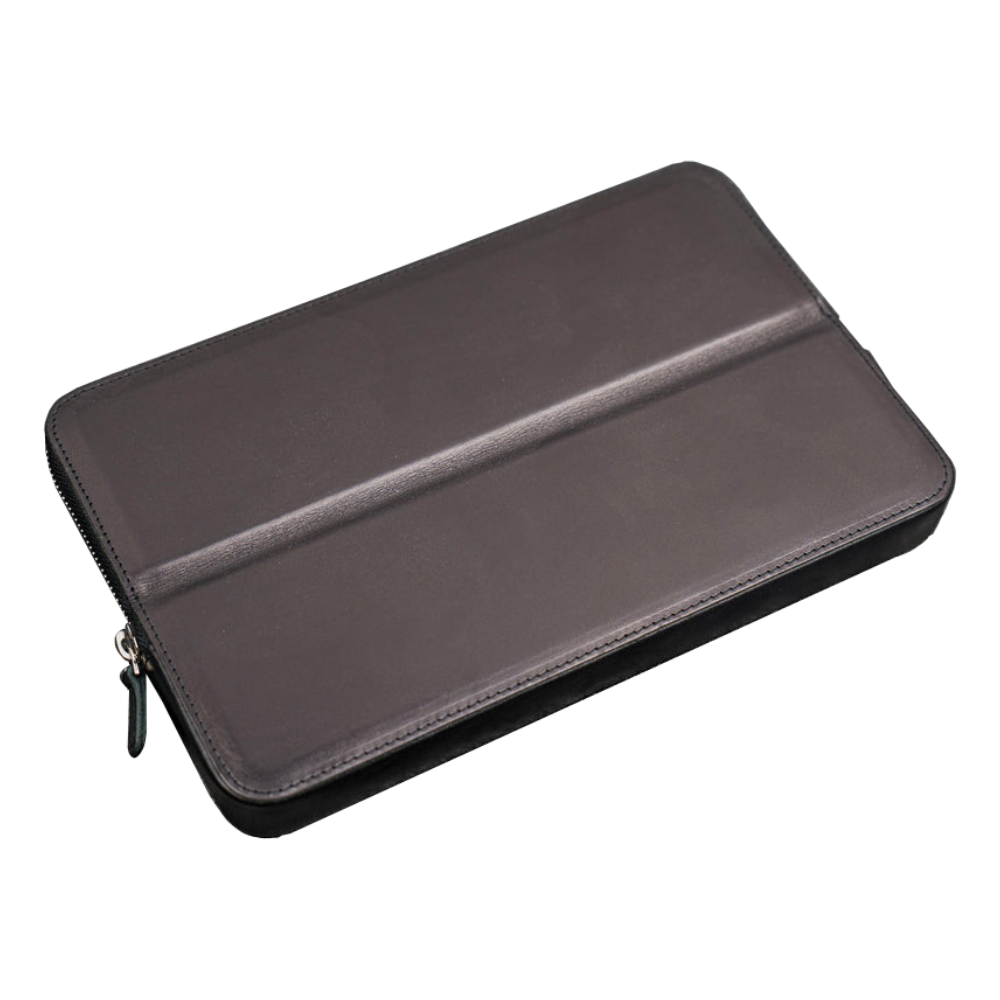 Galen Leather Zippered 12 Slots Magnum Opus Pen Case - Black (with Removable Pen Tray)