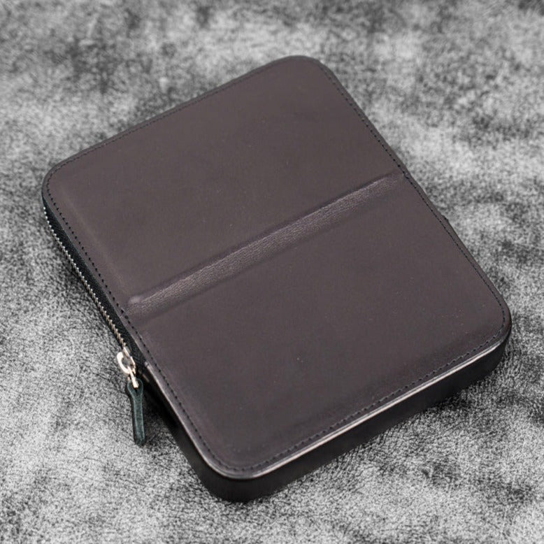 Galen Leather Zippered 6 Slots Magnum Opus Pen Case - Black