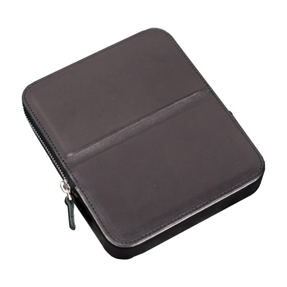 Galen Leather Zippered 6 Slots Magnum Opus Pen Case - Black