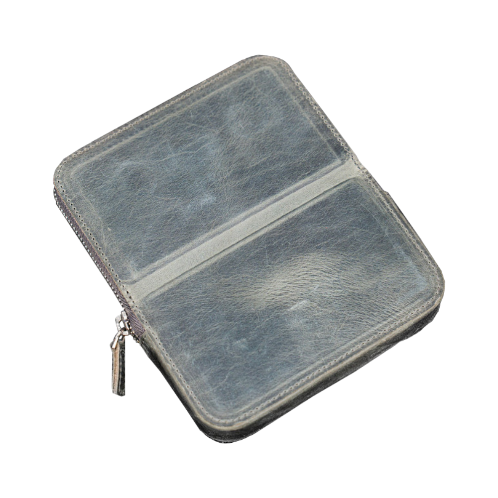 Galen Leather Zippered 6 Slots Magnum Opus Pen Case - Crazy Horse Smoky