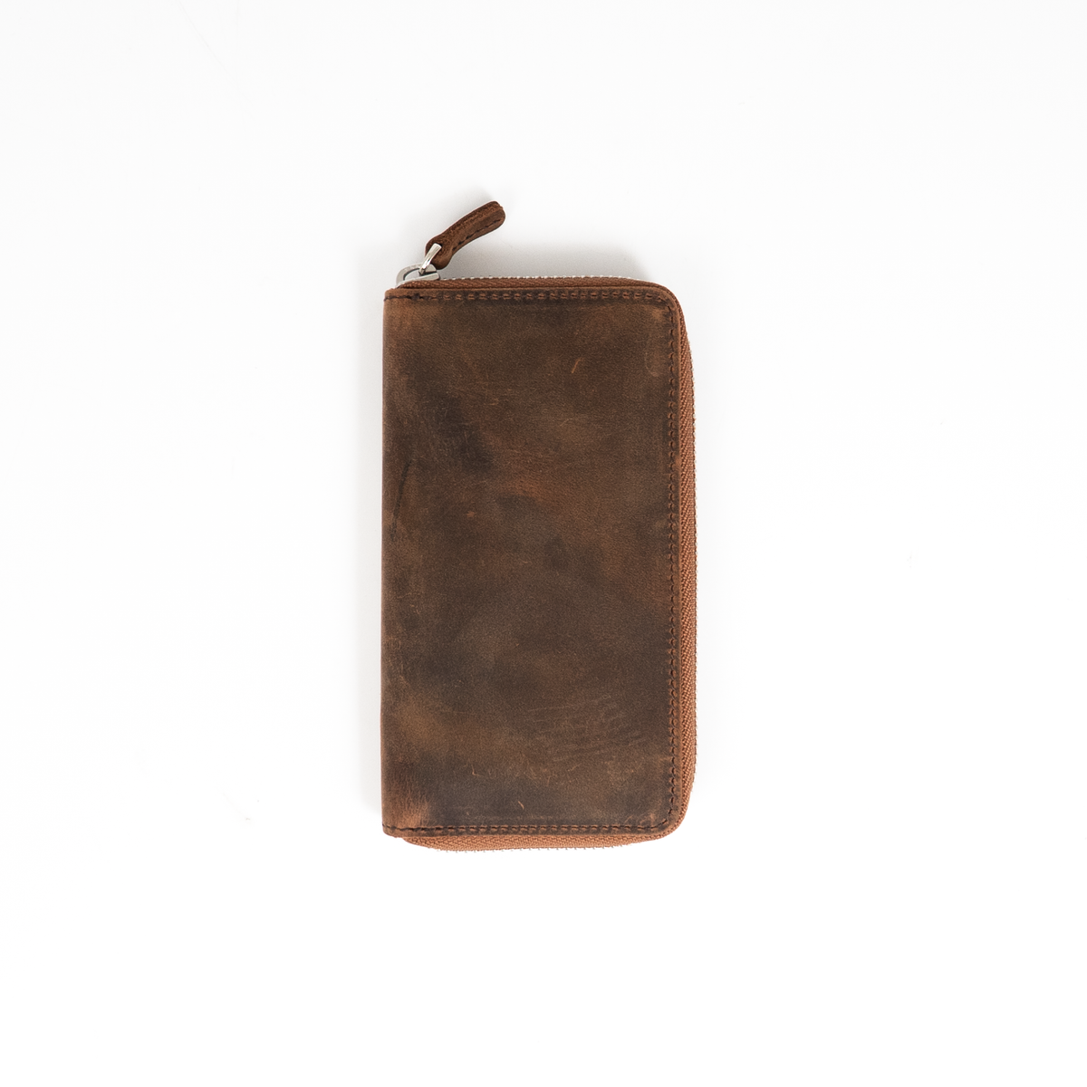 Galen Leather Zippered 3 Slots Pen Case - Havana Brown