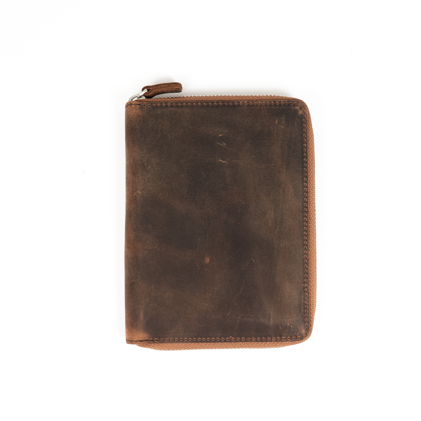 Galen Leather Zippered 5 Slots Pen Case - Havana Brown