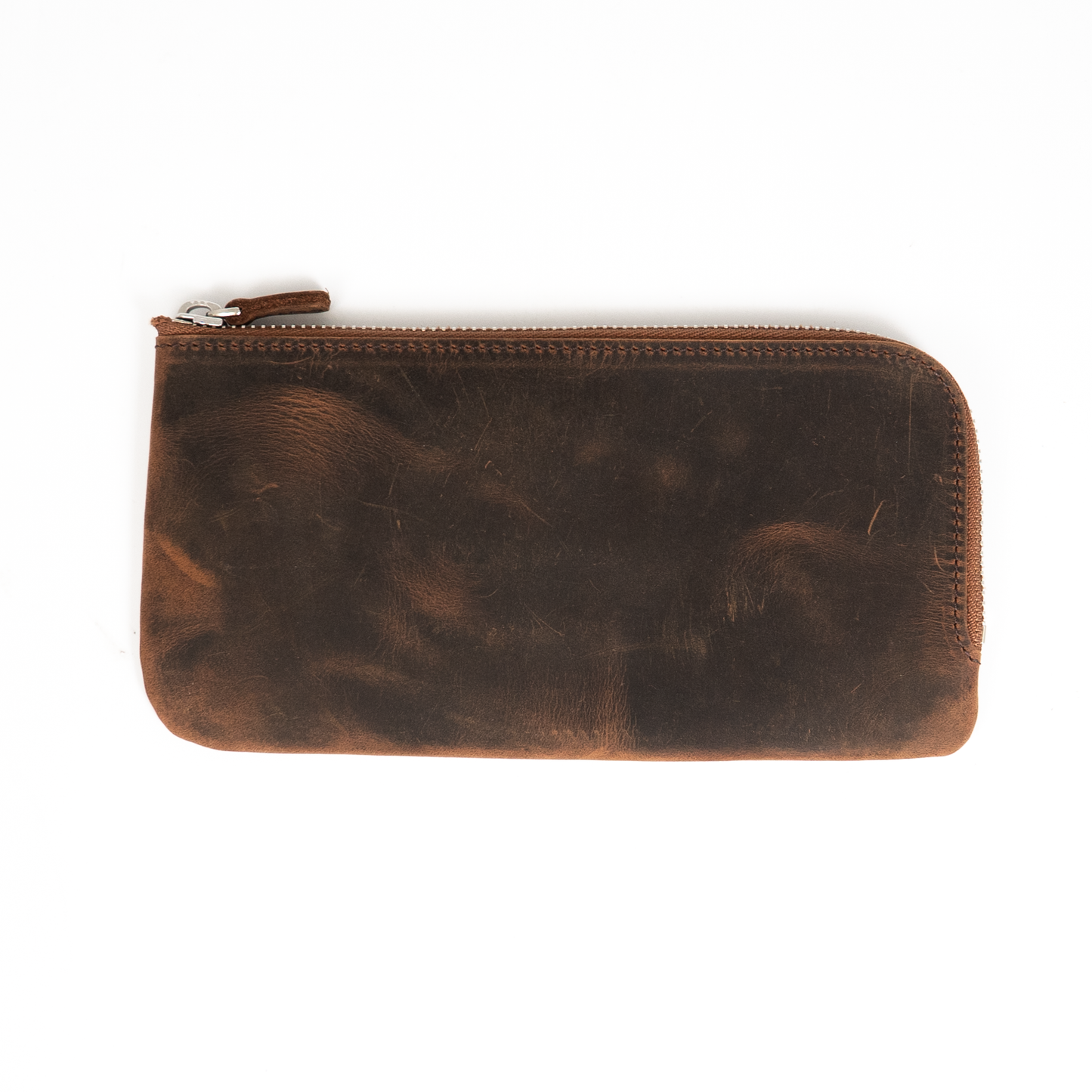 Galen Leather Zippered 4 Slots Slip-n-Zip Pen Pouch - Havana Brown