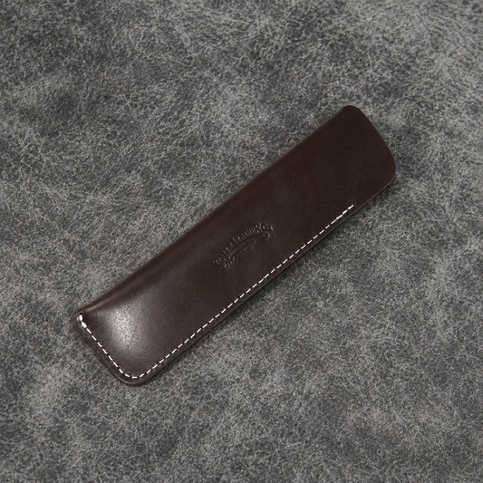 Galen Leather Single Fountain Pen Sleeve - Dark Brown