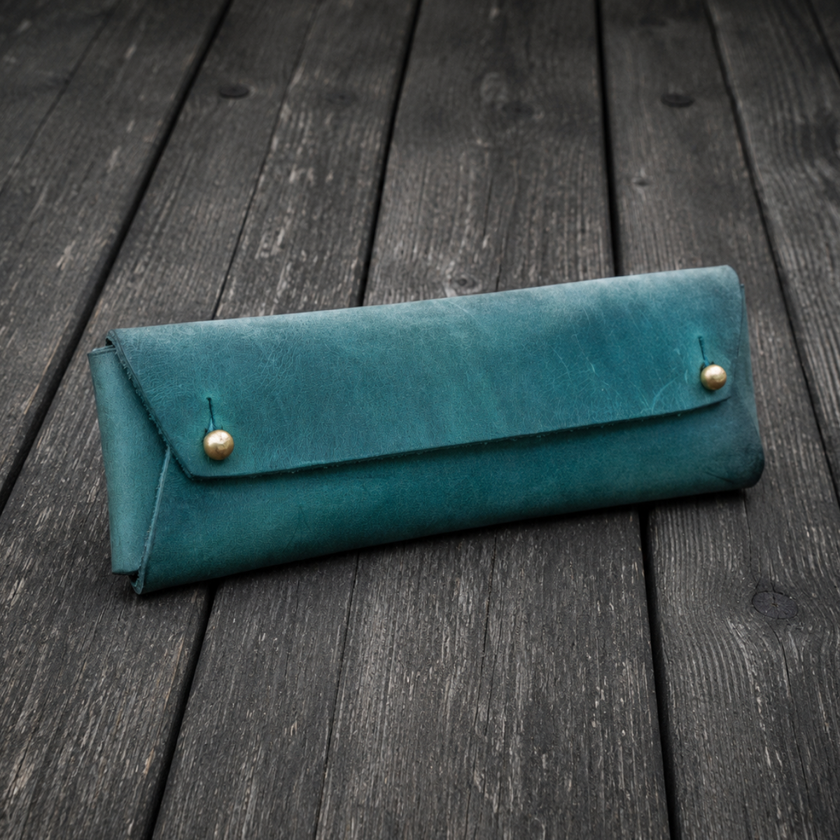 Galen Leather The Student Pencil Case - Crazy Horse Forest Green