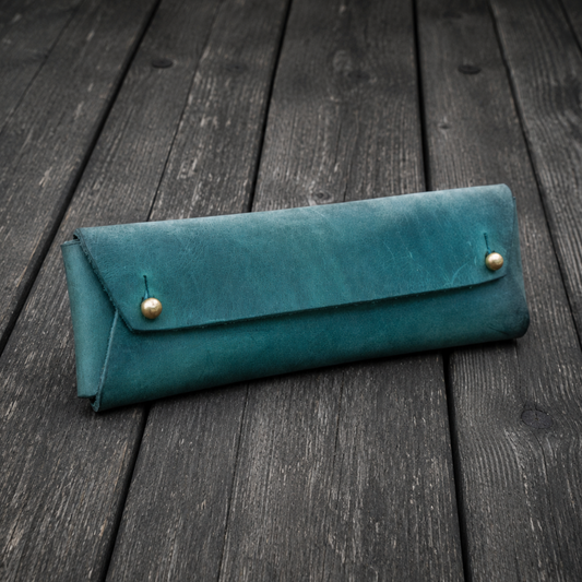 Galen Leather The Student Pencil Case - Crazy Horse Forest Green