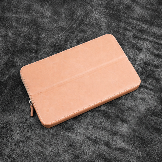Galen Leather Zippered 12 Slots Magnum Opus Pen Case - Undyed (with Removable Pen Tray)