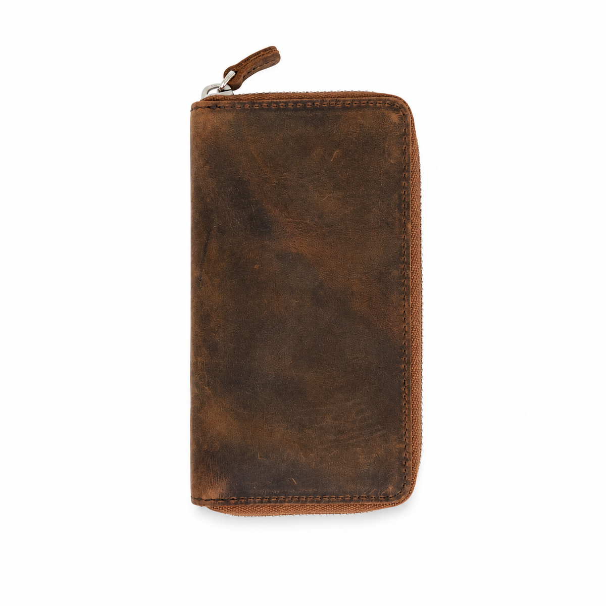 Galen Leather Zippered 3 Slots Pen Case - Havana Brown
