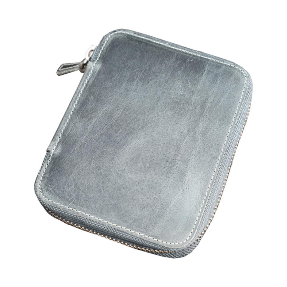 Galen Leather Zippered 10 Slots Pen Case - Crazy Horse Smoky