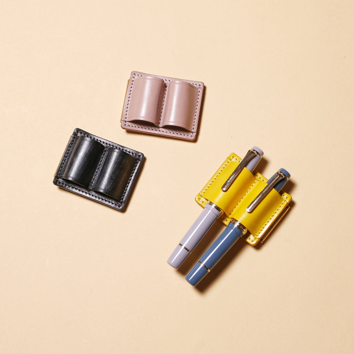 The Superior Labor Bridle Leather Two-Pen Clip Holder - Yellow
