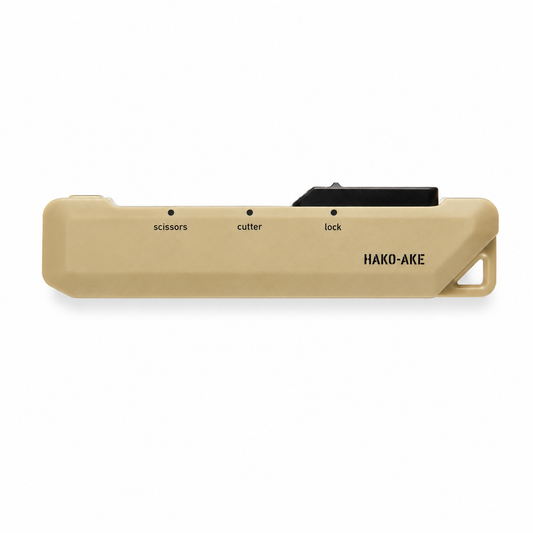 Kokuyo Hakoake 2Way Scissors + Cutter - Standard - Beige