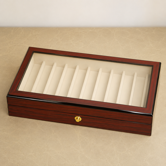 Lacquered 12 Pen Box - Brown