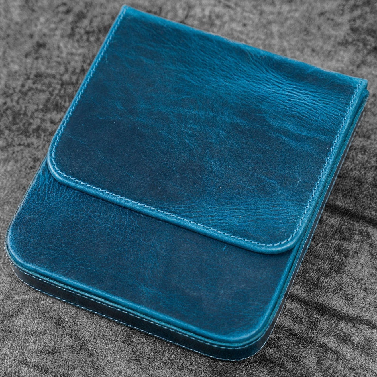Galen Leather 6 Slots Magnum Opus Pen Case - Crazy Ocean Blue (with Removable Tray)