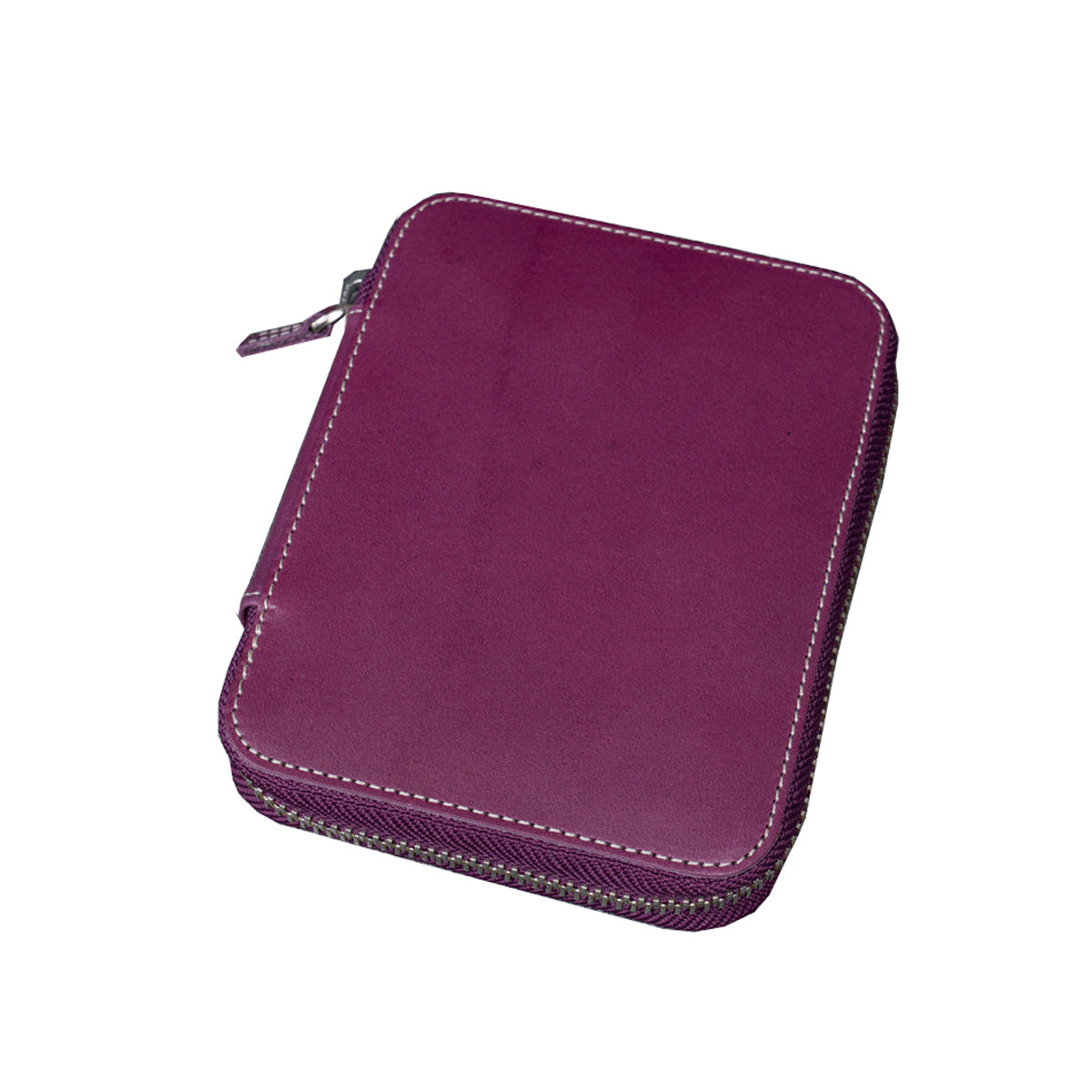 Galen Leather Zippered 10 Slots Pen Case - Purple
