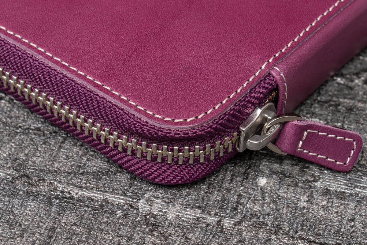 Galen Leather Zippered 10 Slots Pen Case - Purple