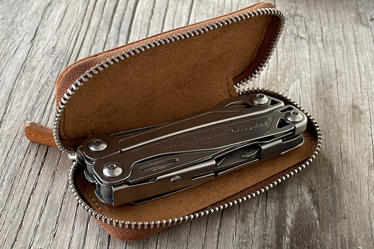 Galen Leather Zippered 2 Slots Pen Case for Kaweco Pocket Pen - Crazy Horse Brown