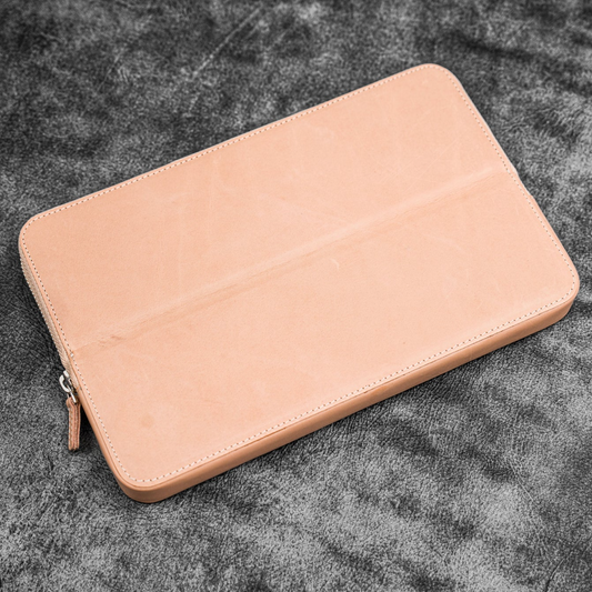 Galen Leather Zippered 12 Slots Magnum Opus Pen Case - Undyed (with Removable Pen Tray)