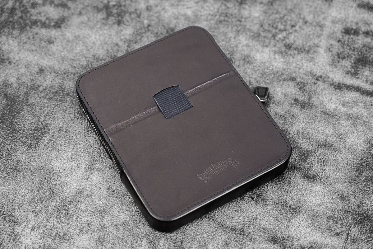 Galen Leather Zippered 6 Slots Magnum Opus Pen Case - Black